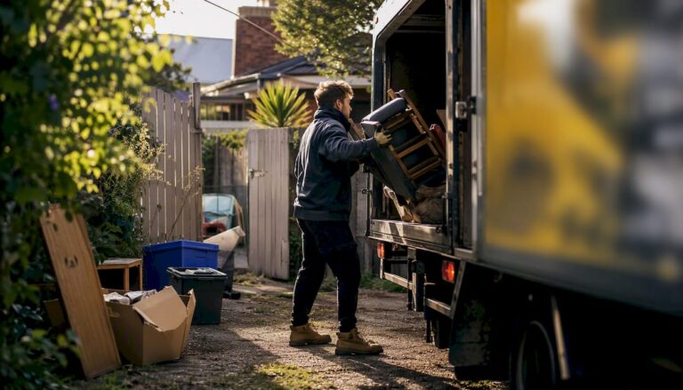 Tenant loading end-of-lease rubbish into truck