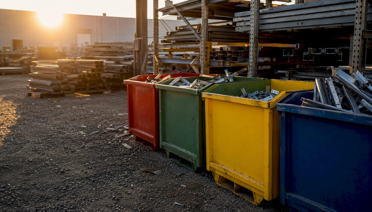 Recycling bins with pallet racking metal scrap