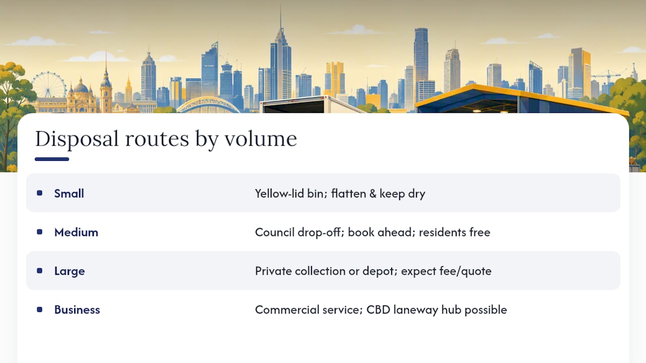 Diagram of cardboard disposal volumes and options