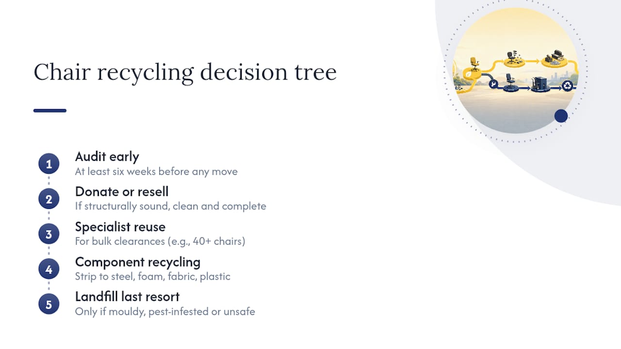 Office chair recycling decision tree diagram