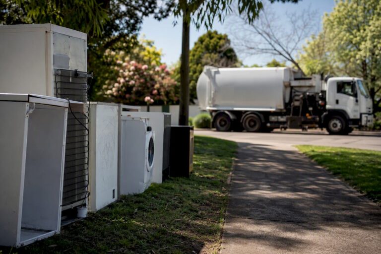 White goods prepared for kerbside disposal on Melbourne street