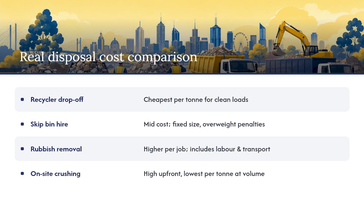 Diagram comparing concrete disposal method costs