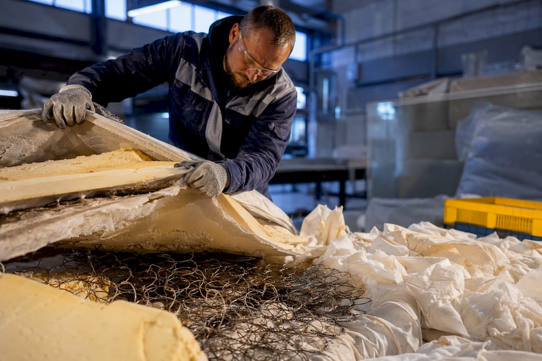 Mattress materials sorted for recycling