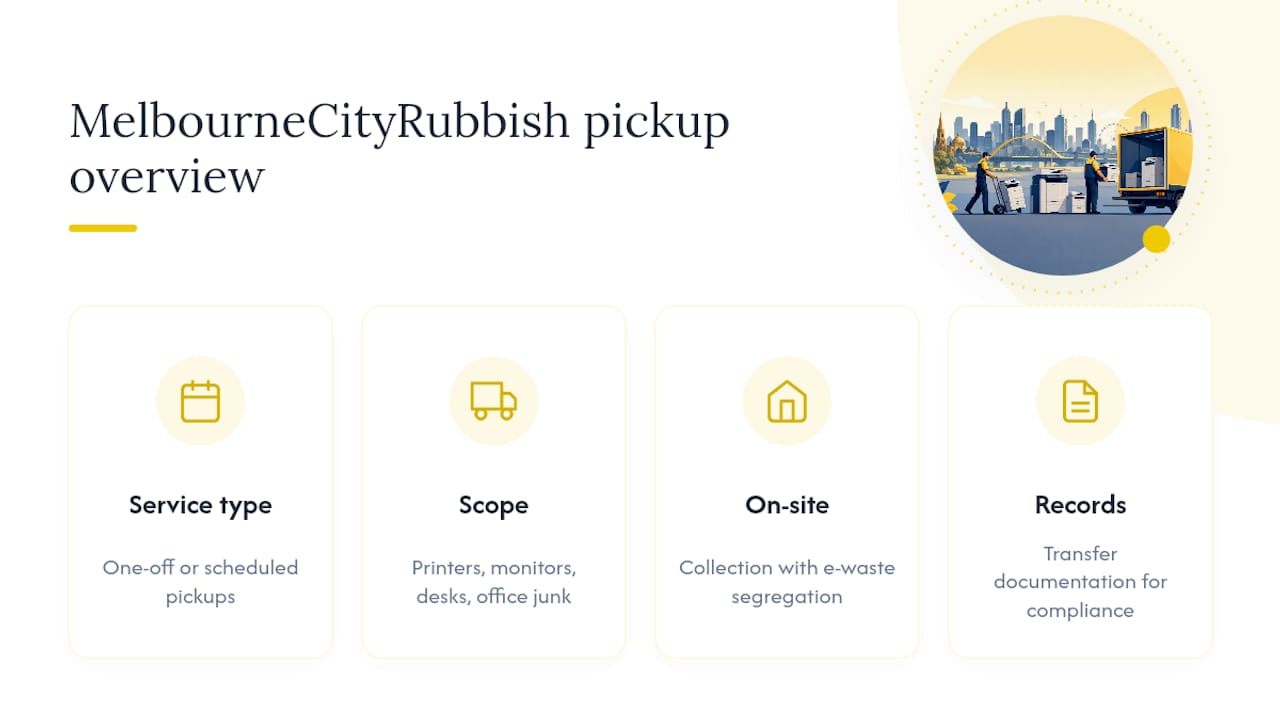 How Melbourne City Rubbish handles office printer and e-waste removal — overview diagram