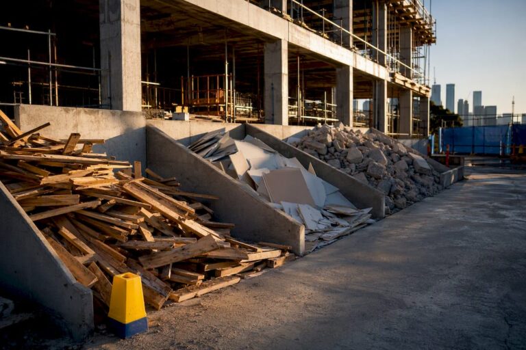 Separated construction materials at an organised site