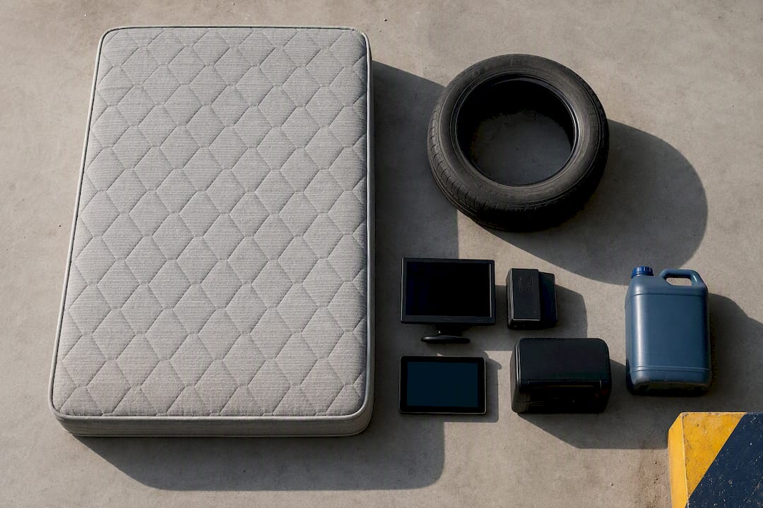 Mattress tyre electronics and chemical container
