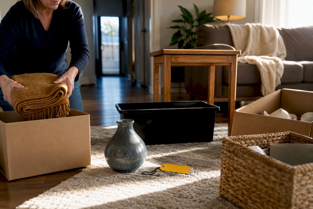 Household belongings sorted during estate cleanout