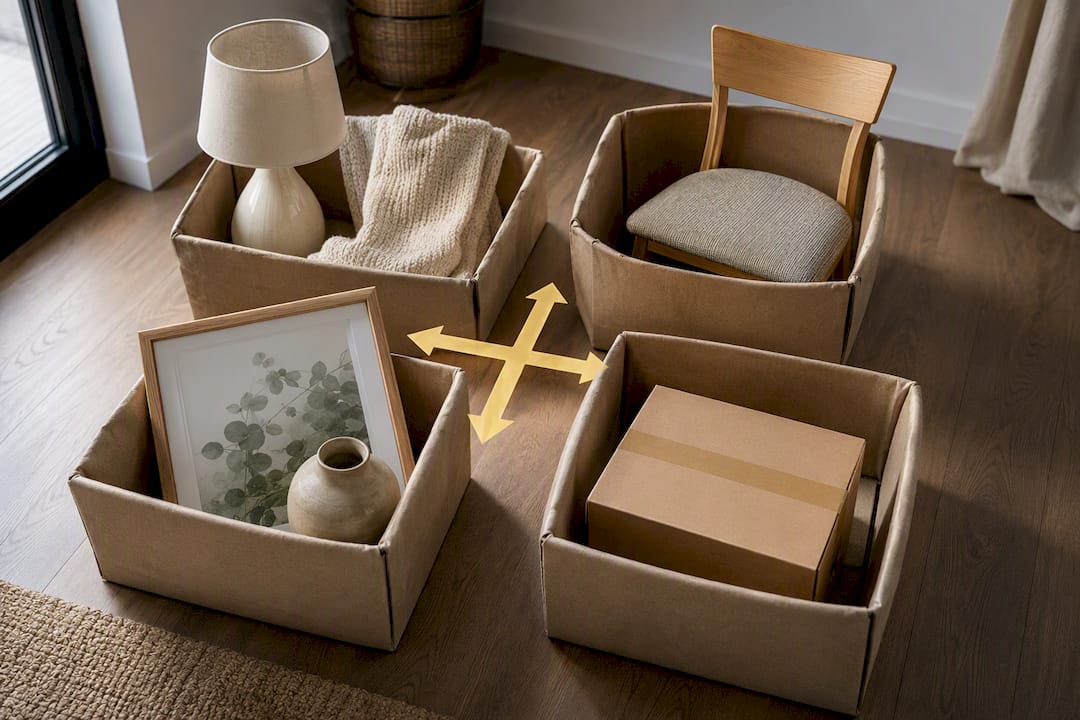 Estate belongings separated into four sorting categories
