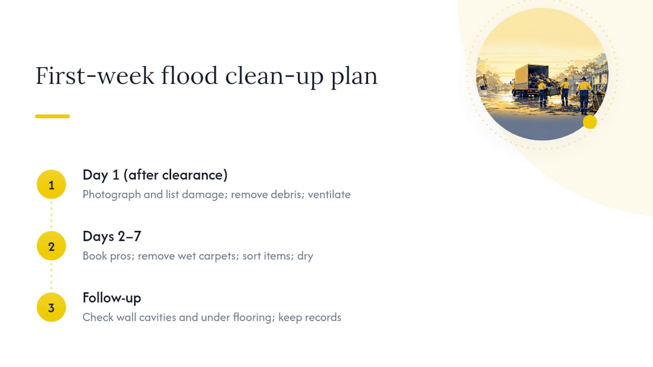 First week flood clean-up timeline
