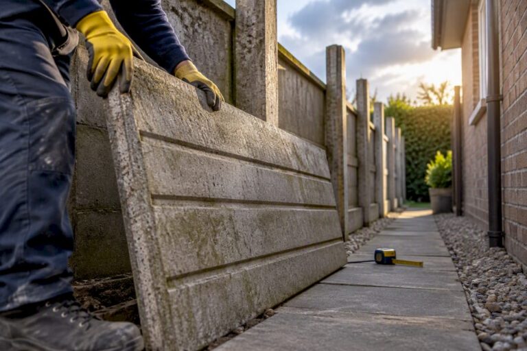 Careful removal of old cement fence panels