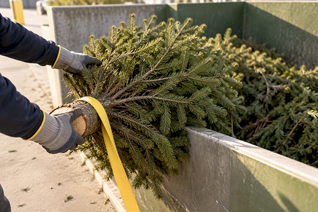 Stripped Christmas tree at recovery centre