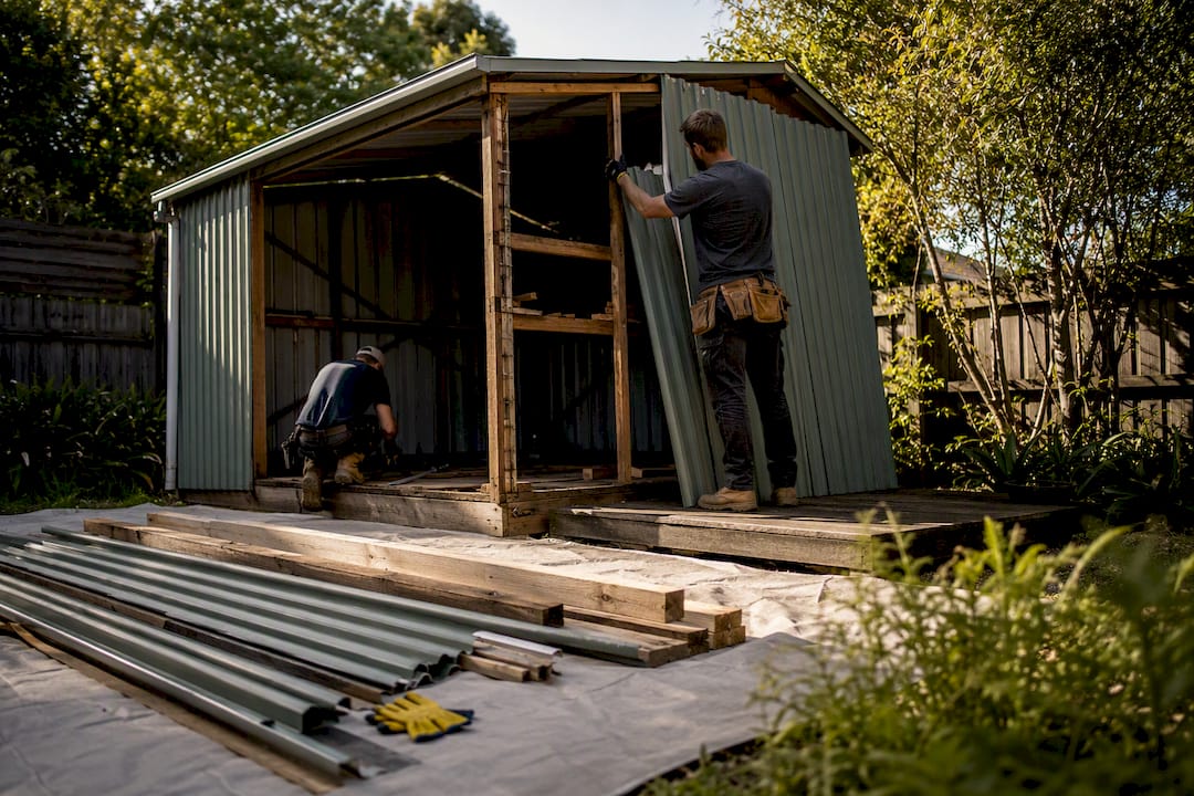 Small Melbourne shed being carefully dismantled
