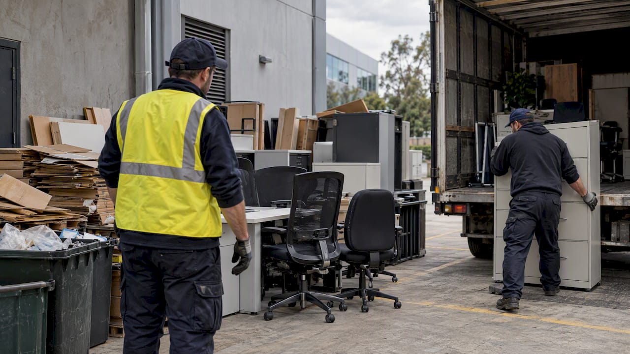 Crew sorting office relocation waste