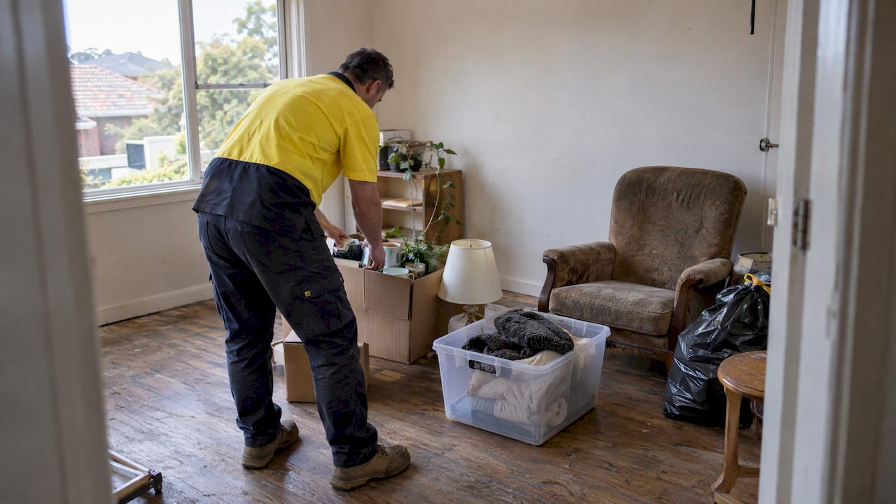 Left belongings awaiting careful rental property assessment