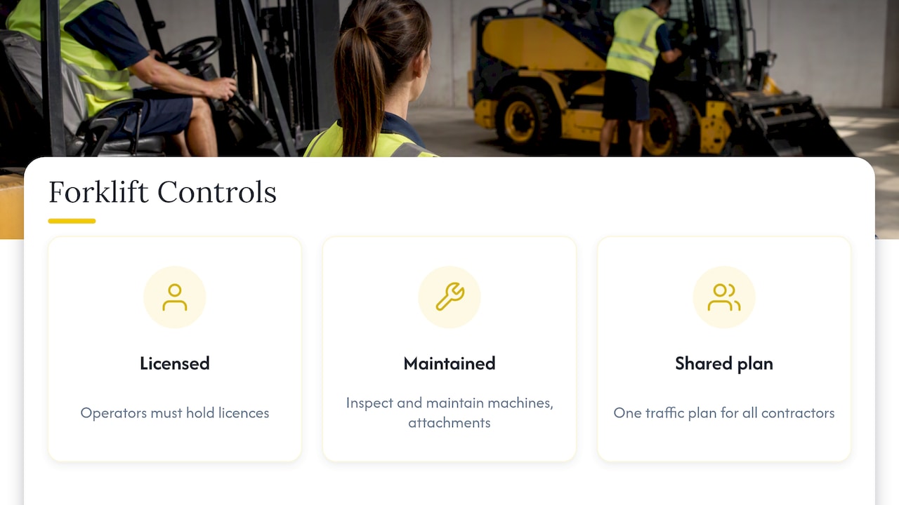 Forklift operator, equipment and traffic plan checks